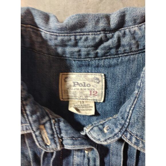 Polo Ralph Lauren Girl's Size 12 Denim Cotton Shirt Dress - Picture 3 of 11